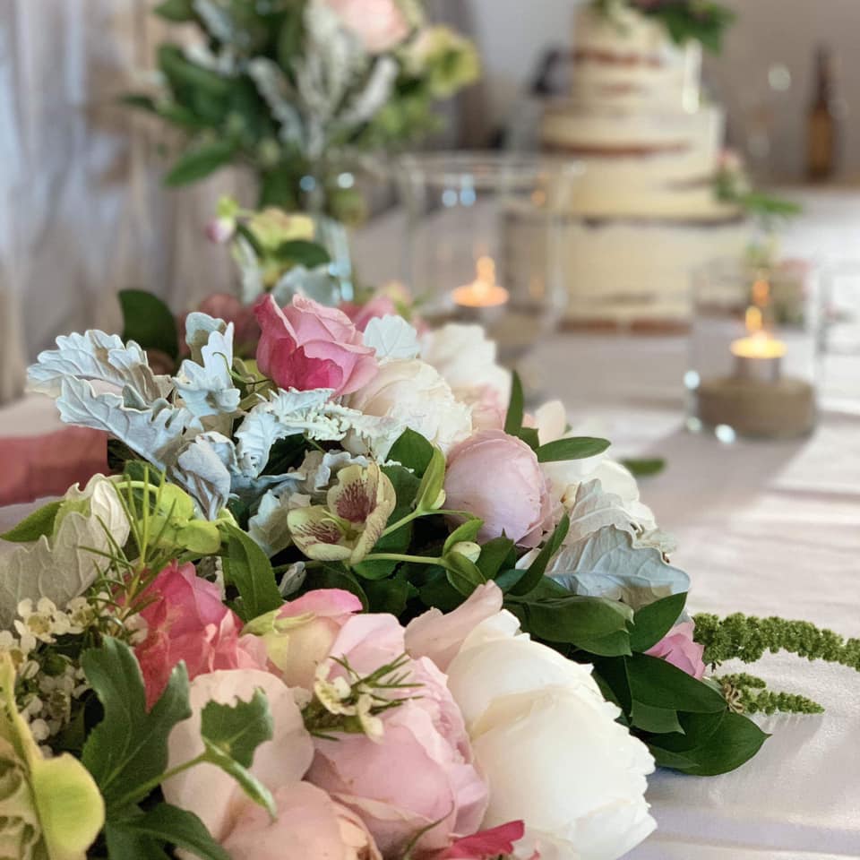 wedding bouquets at reception